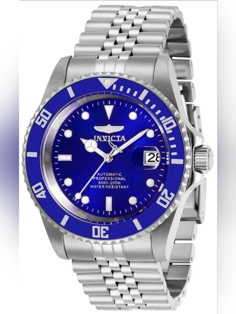 29179 Invicta Mens Automatic Pro Diver 42mm Navigator Vivid Blue Watch Stainless
